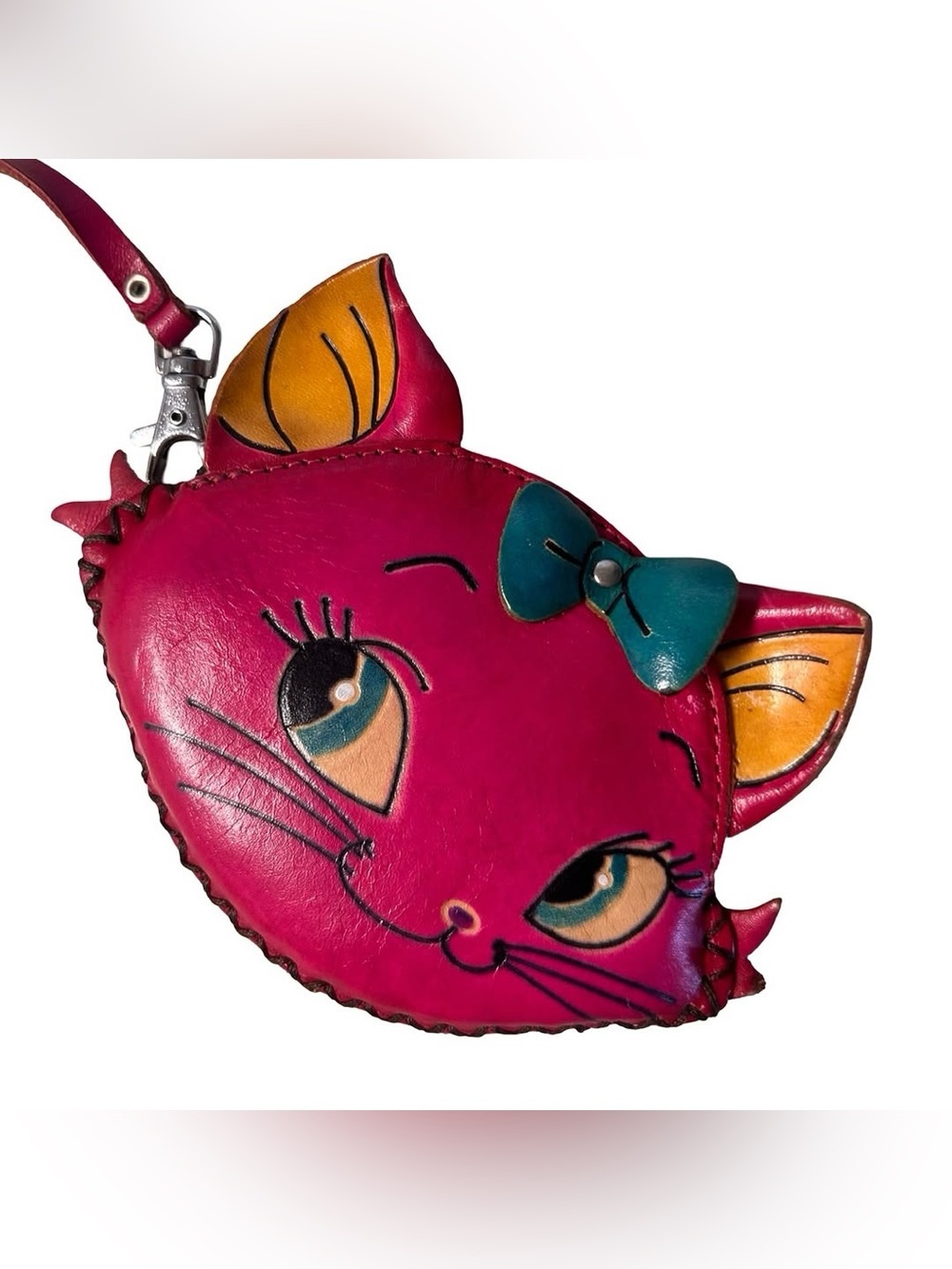 cutest little kitty cat LEATHER coin purse you've ever seen